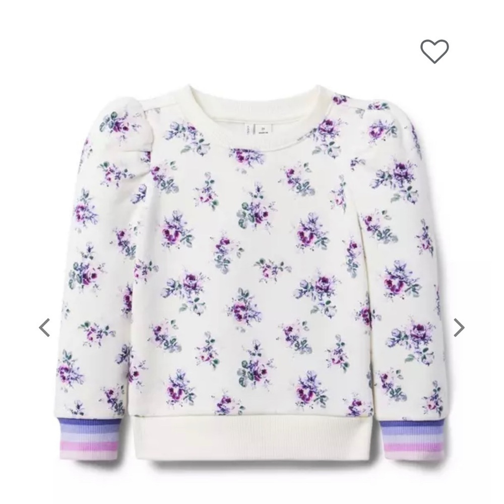 Floral Kids Sweatshirt - White and Purple fleece top